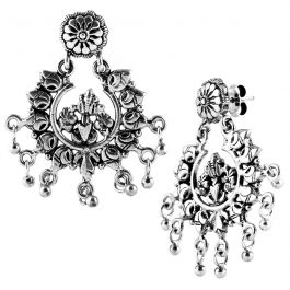Antique Finish Hangings Silver Earrings