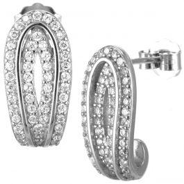 Fascinating Beauty J Type Silver Earrings