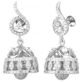 Sparkling Stones Studded Jhumka Silver Earrings