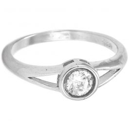 Sparkling Single Stone Silver Ring