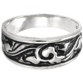 Beautiful Black Enamel Design Silver Ring
