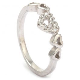 Multiple Heartine Design with Sparkling Stone Silver Ring