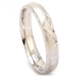 Matte Finish Heartine Design Silvered Ring