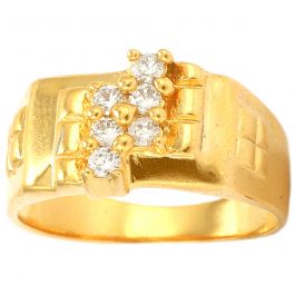 Gold Polis with Sparkling Stone Silver Ring
