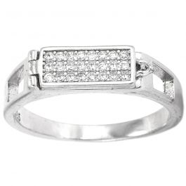 Sparkling Stone Open Design Silver Ring