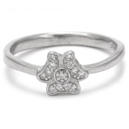 Trendy Floral Design with Sparkling Stone Silver Ring