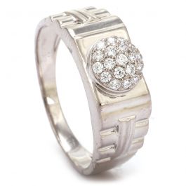 Sparkling Stone Broad Look Designed Silver Ring