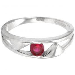 Colorful Single Stone Silver Ring