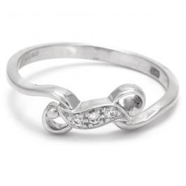 Sparkling Stone with Wave Design Silver Ring