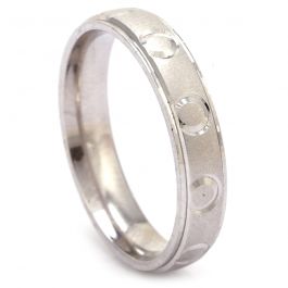 Dual Finish with O Design Cut Silver Ring