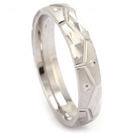 Matte Finish with Machine Cut Shaped Silver Ring