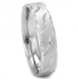 Marvelous Matte Finish with Wave Lines Silver Ring