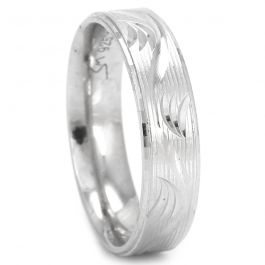 Wonderful Wave and Leaf Design Silver Ring
