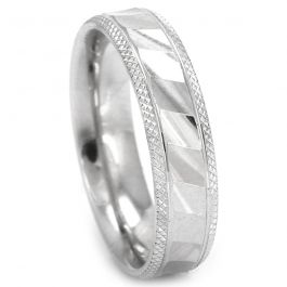 Shining Step Design with Edge Engraving Silver Ring