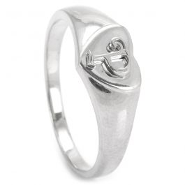 Gorgeous Alphabet P with Heart Design Silver Ring