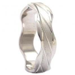 Wow Wave Designed with Dual Finish Silver Ring