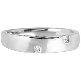 Elegant Two Stone Studded Band Silver Ring