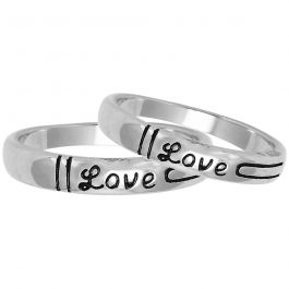 Couple Band With Love Silver Rings