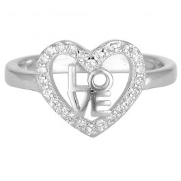Precious Love And Heart Silver Ring