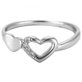 Wonderful Twin Heart Design Silver Rings