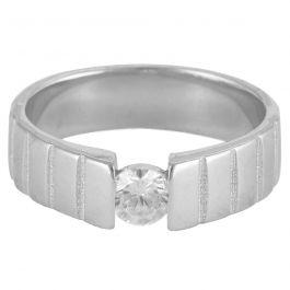 Alluring Single Stone Mens Silver Rings
