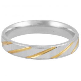 Cute Dual Tone Parrellel Design Band Silver Rings