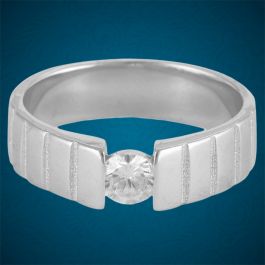 Sparkling Single Stone Mens band Silver Rings