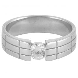 Sparkling Single Stone band Silver Rings