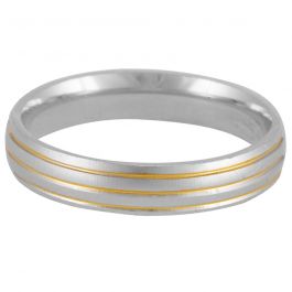 Elegant Two Tone Layer Design Band Silver Rings