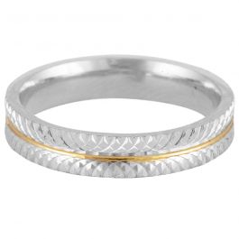Dual Tone Hammered Band Silver Rings
