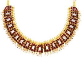 Natya Collection Red Stone Silver Necklace