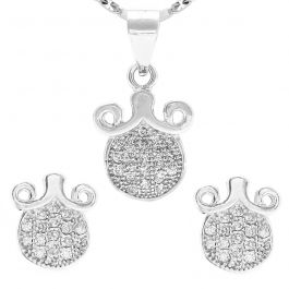Fancy Floral Silver Earrings And Pendant Set