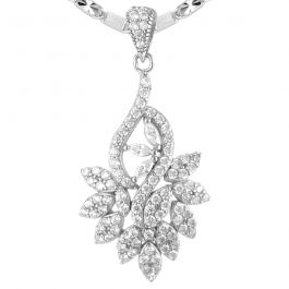 Sparkling Fashionate Leaf Silver Pendant And Earrings