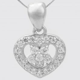Lovely Heart With Stone Silver Pendants