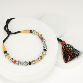 Colourful Thread Silver Necklaces