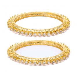 Gold Polish Sparkling Stone Fancy Collection Silver Bangles