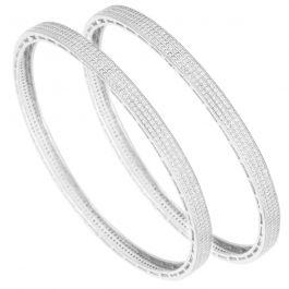 Trendy Triple Layer Stones Studded Silver Bangles