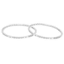 Dazzling Dual Type Stones Silver Bangles