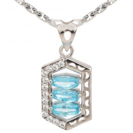 Geometrical Shape with Colorful Stone Silver Pendant