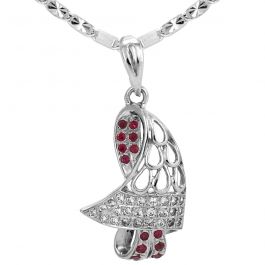 Sparkling Stone with Bell Design Silver Pendant