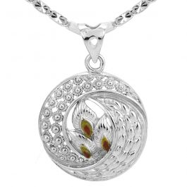 Splendid Chakra with Leaf Design Silver Pendant