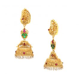 Bridal Collection Gold Polish Jhumkas Silver Earrings