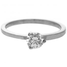 Sparkle Single Stone Engagement Silver Ring