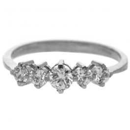 Sparkling Five Sone Bridal Silver Ring