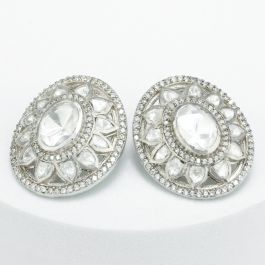 Attractive Shiny Stone Silver Earrings