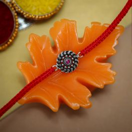 Fancy Floral Color Stone Rakhi Silver Bracelets
