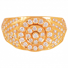Glossy Floral Design Band Diamond Rings