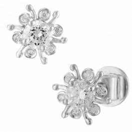 Wonderful Floral With White Gold Diamond Earrings