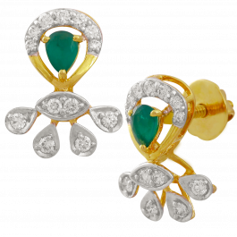 Fashionable Single Green  Diamond Earrings