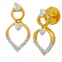 Glittering Single Stone Pear  Diamond Earrings